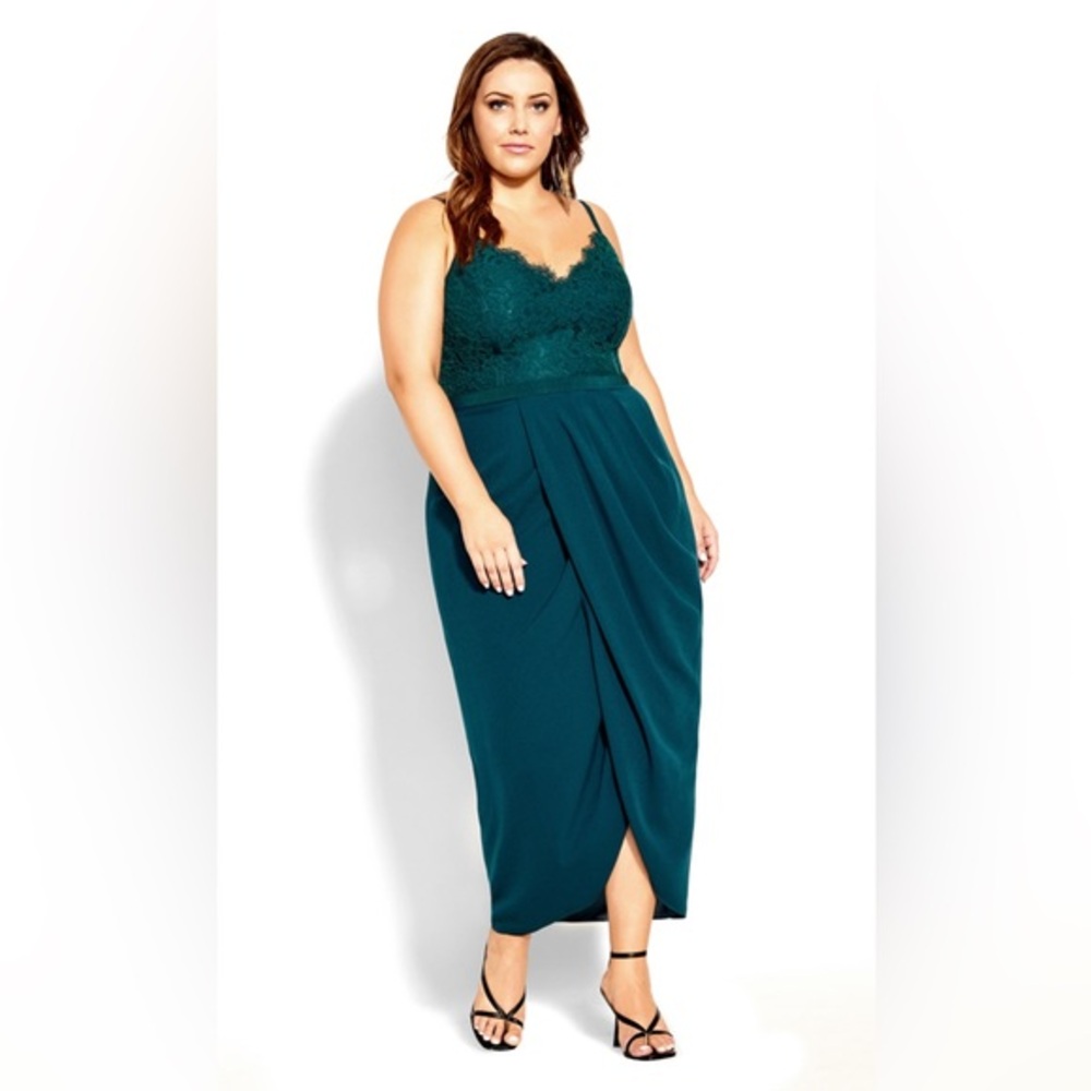 NWT City Chic Lace Touch Dress In‎ Emerald Size XXL/24